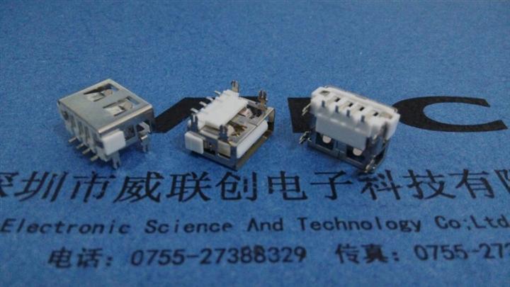 DIP四脚 AF USB母座+短体10.0（可加长脚）LCP/PBT 