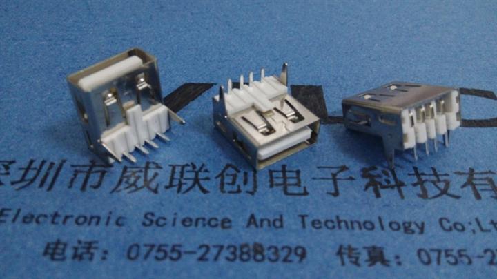 【A母90度USB 直脚DIP插件】 直边铜壳+无卤-盐雾48h 