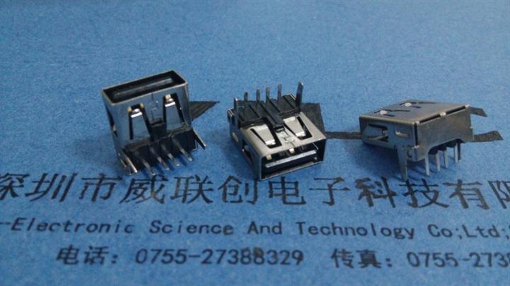 USB▽2.0母座■90度DIP■直脚直边⊿黑色胶芯 有盖 