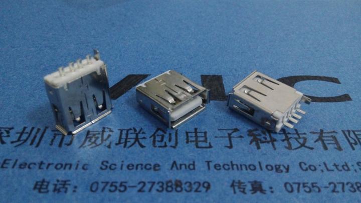 DIP单脚USB 180度直插直脚/焊线式+镀金1U（不锈钢-亮锡） 