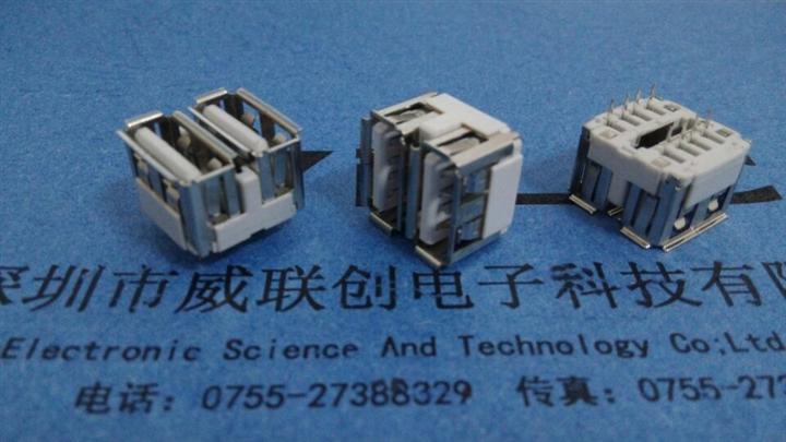 卷边180度插板USB10.0DIP双层母座+超长盐雾环保ROHS 