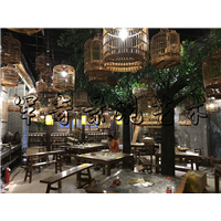 火锅店室内外整体造景 