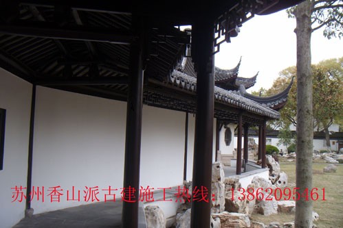 昆山常熟苏州古建长廊亭子水榭古门头刻字