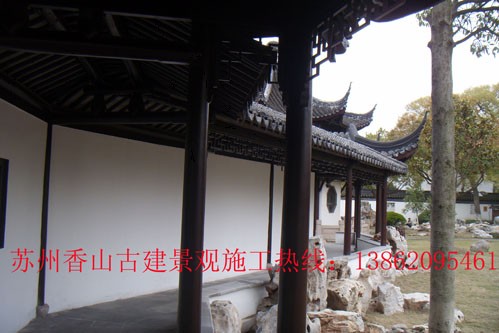 昆山常熟苏州古建长廊亭子水榭门亭刻字