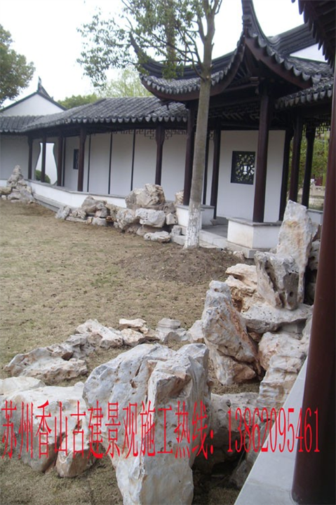 昆山常熟苏州古建长廊亭子水榭古门头刻字