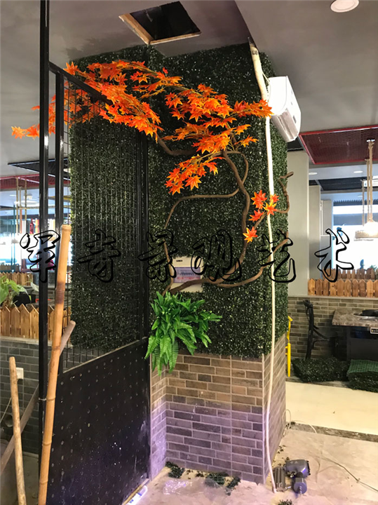 餐饮店室内植物墙造景 