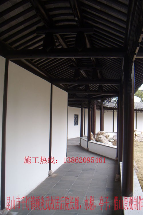 昆山常熟苏州古建长廊亭子水榭古门头刻字