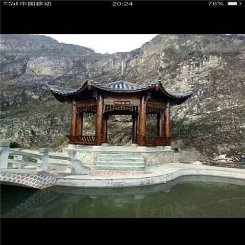 包头防腐木六角凉亭 