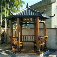 防腐木六角凉亭 