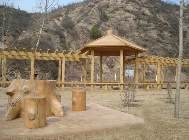 中卫仿木凉亭施工、石嘴山塑石假山工程 