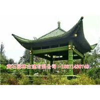 水泥仿竹子四角亭，六角亭，双层亭效果图 