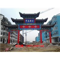 仿古四柱三楼牌楼效果图 