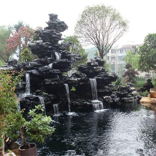 河池假山鱼池制作，河池塑石假山施工 