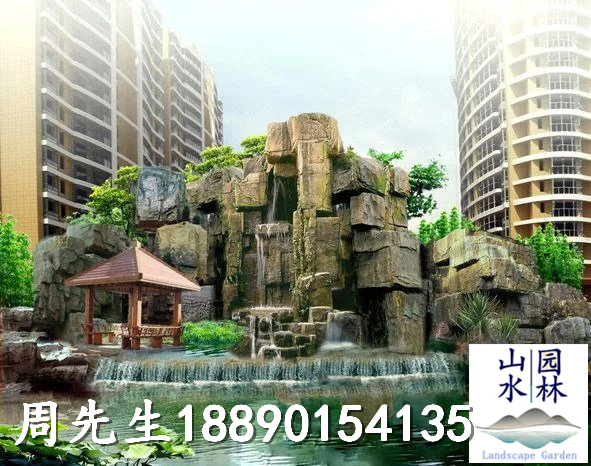 小区塑石假山效果图