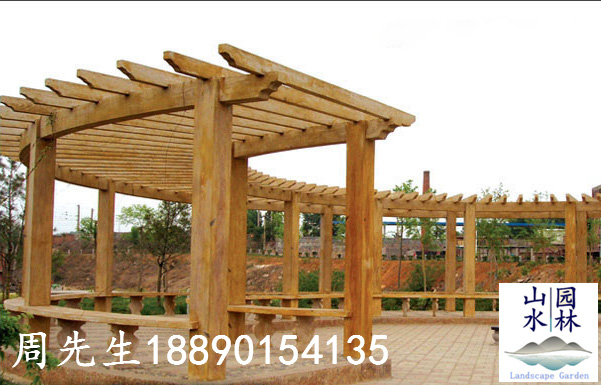 公园仿木廊架