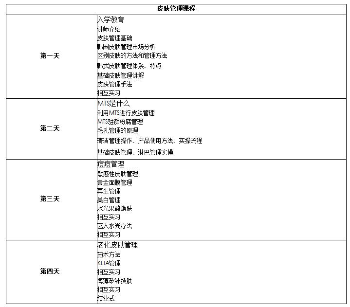 韩国皮肤管理培训课程 