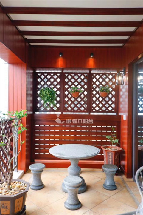 阳台防腐木设计 