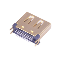 HDMI19P母座180度夹板式铜壳卡板式SMT高清连接器高品质 