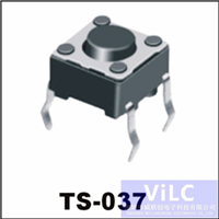 4PIN直插/TS-037 环保型轻触开关 圆柄直按 