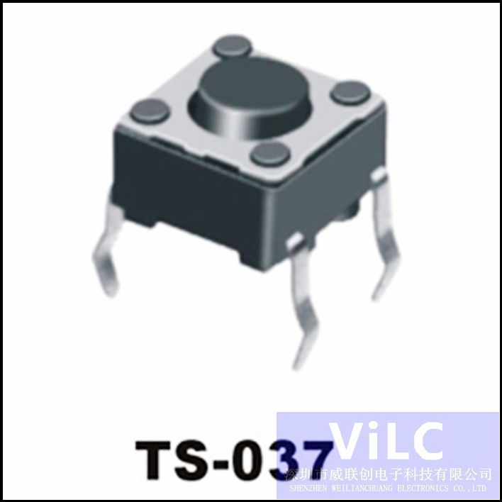 4PIN直插/TS-037 环保型轻触开关 圆柄直按 