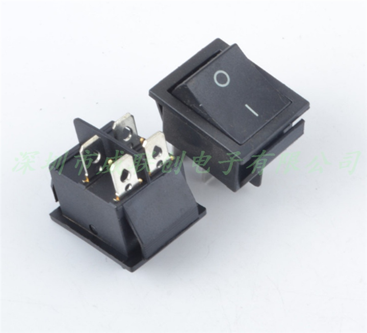 黑色大号船型开关 4脚2档 电源翘板开关16A-250V 