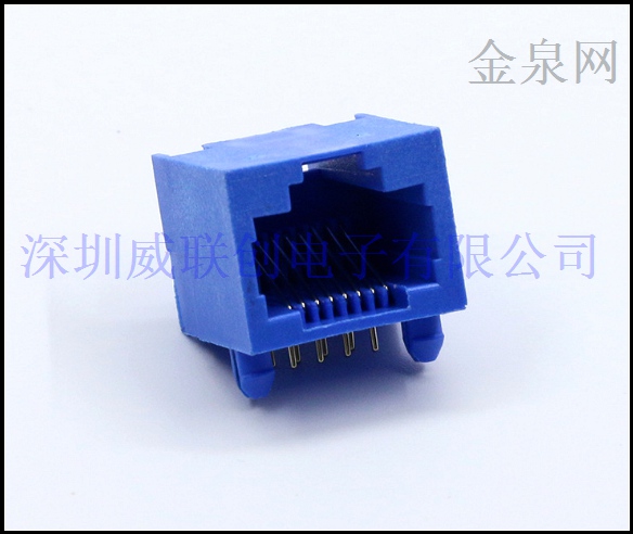 RJ45全塑网络插座 蓝胶LCP 耐高温RJ11网络接口 