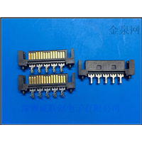 SATA 15P直插型公头-15P合并转5P 焊线 有柱硬盘连接器 