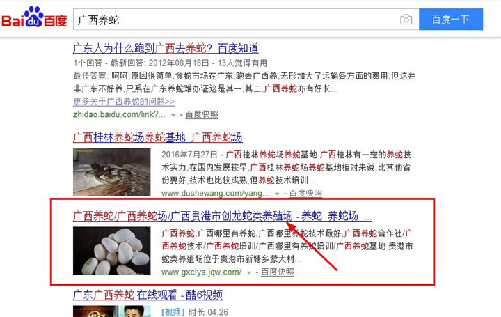 贵港网站建设SEO网站优化推广案例：贵港市创龙蛇类养殖场 