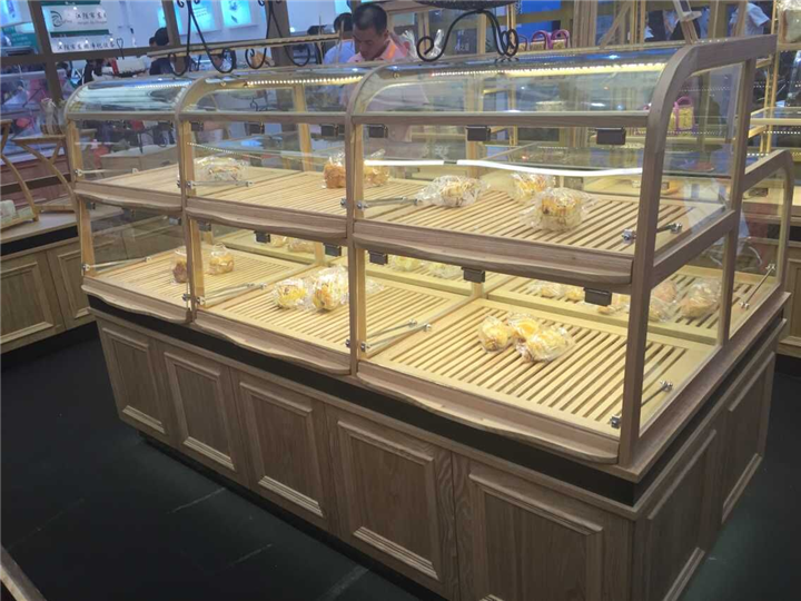 三层抽屉式面包展示边柜 