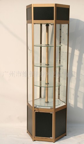 立式全透明六角旋转展示柜 