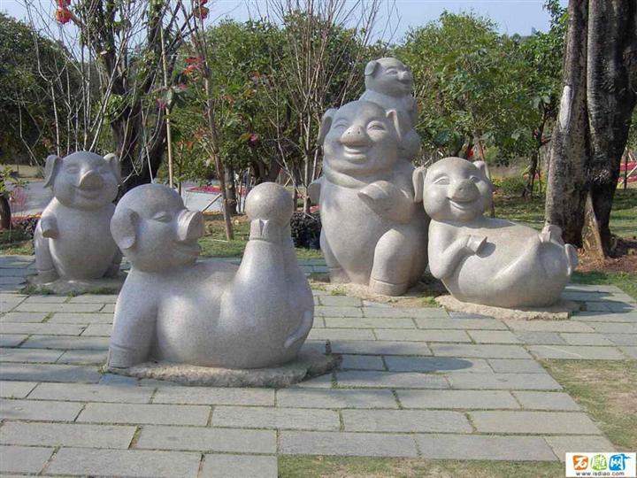 卡通石雕生肖I12  十二生肖石雕 景观雕塑 石雕猪 
