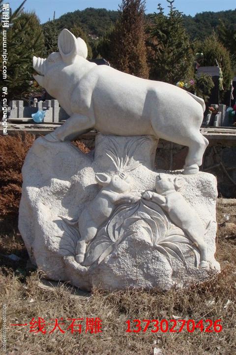石雕十二生肖D12 石雕猪 河北石雕十二生肖 园林石雕 景观雕塑 公园广场石雕 