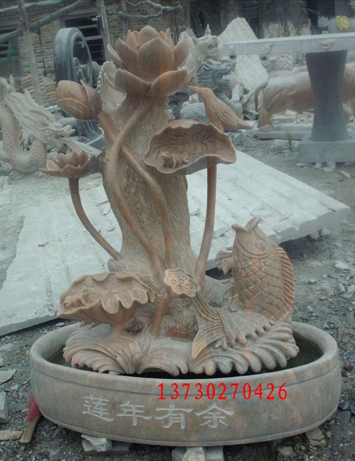 石雕莲花 石雕荷花 石雕鱼 石雕连年有余 