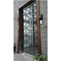 大门夹带门禁系统无框玻璃地弹门 