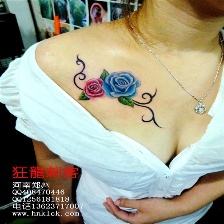 天津纹身图库玫瑰花纹身 