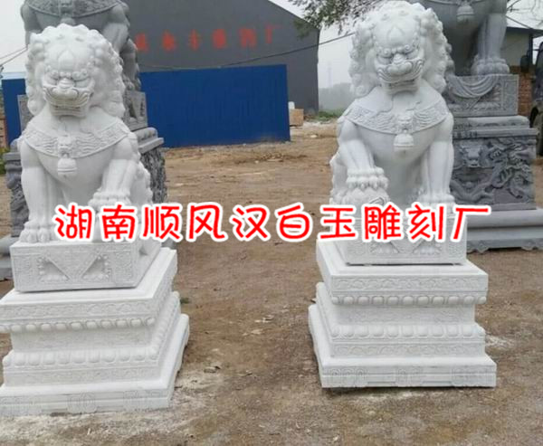 汉白玉石狮子雕塑#汉白玉石雕石狮子 