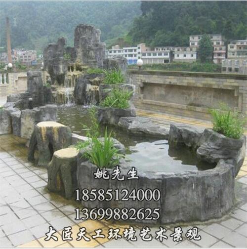 钦州假山鱼池、钦州假山瀑布、钦州水泥塑山 