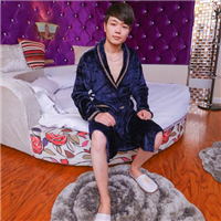 法兰绒成人男士浴袍