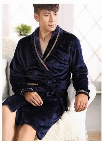法兰绒成人男士浴袍