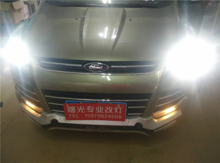 福特翼虎升级原厂新款Q5透镜+汗雷5500K灯泡+迈斯解码安定 