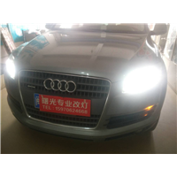 南昌奥迪Q7升级定制版海拉五双光透镜氙气灯实现4近光4远光 