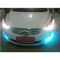 现代朗动用探路泽总成远光升级原厂Q5双光透镜+4个红色恶魔眼 