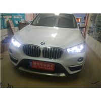 南昌曙光改灯\17款宝马X1升级原厂新款Q5透镜和宝马天使眼 